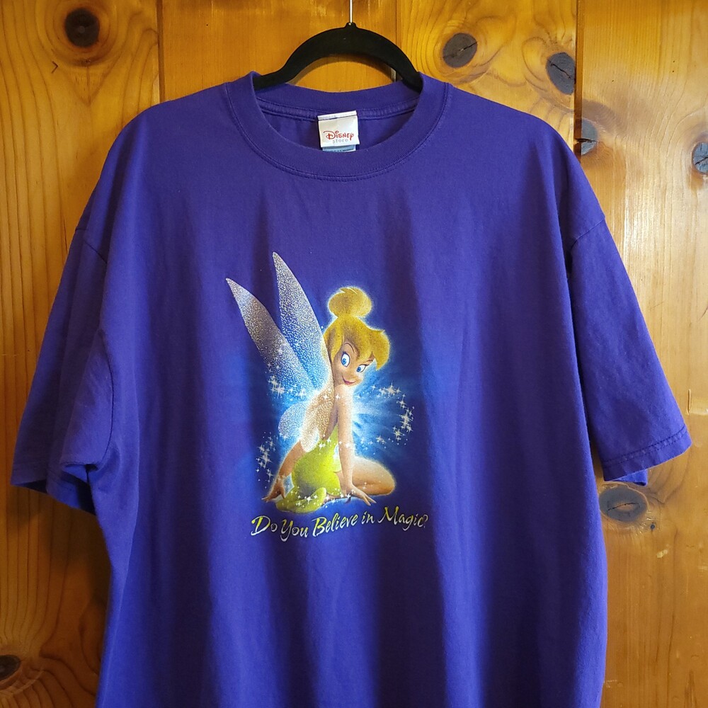 90s 00s vintage Disney Store Tinker Bell Purple Cotton Short Sleeve T-shirt